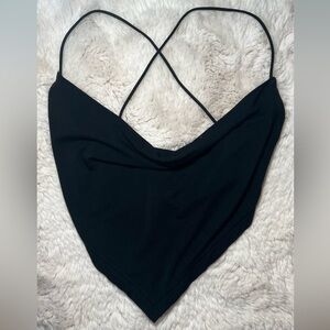 Black Strappy Backless Top